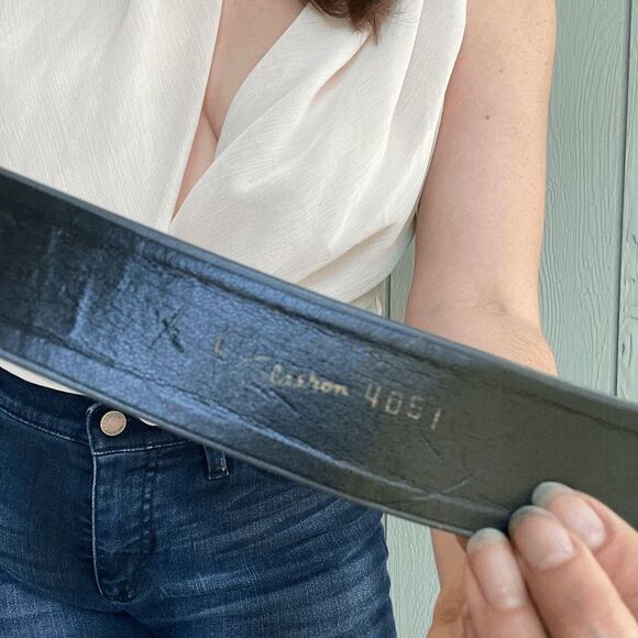 Vintage Deadstock Calderon Charcoal Grey Handmade Leather Woman's Belt - SZ L - Picture 5 of 6